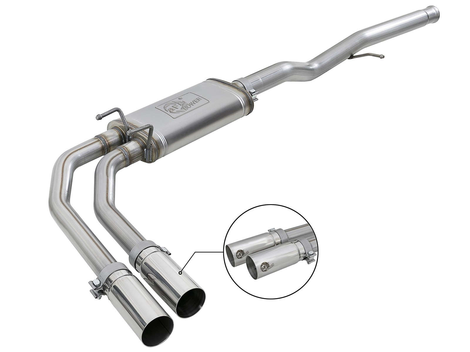 aFe Power Rebel Series 409 SS Cat-Back Exhaust System Exhaust w/Polished Tips | 3" Inlet and 2.5" Outlet