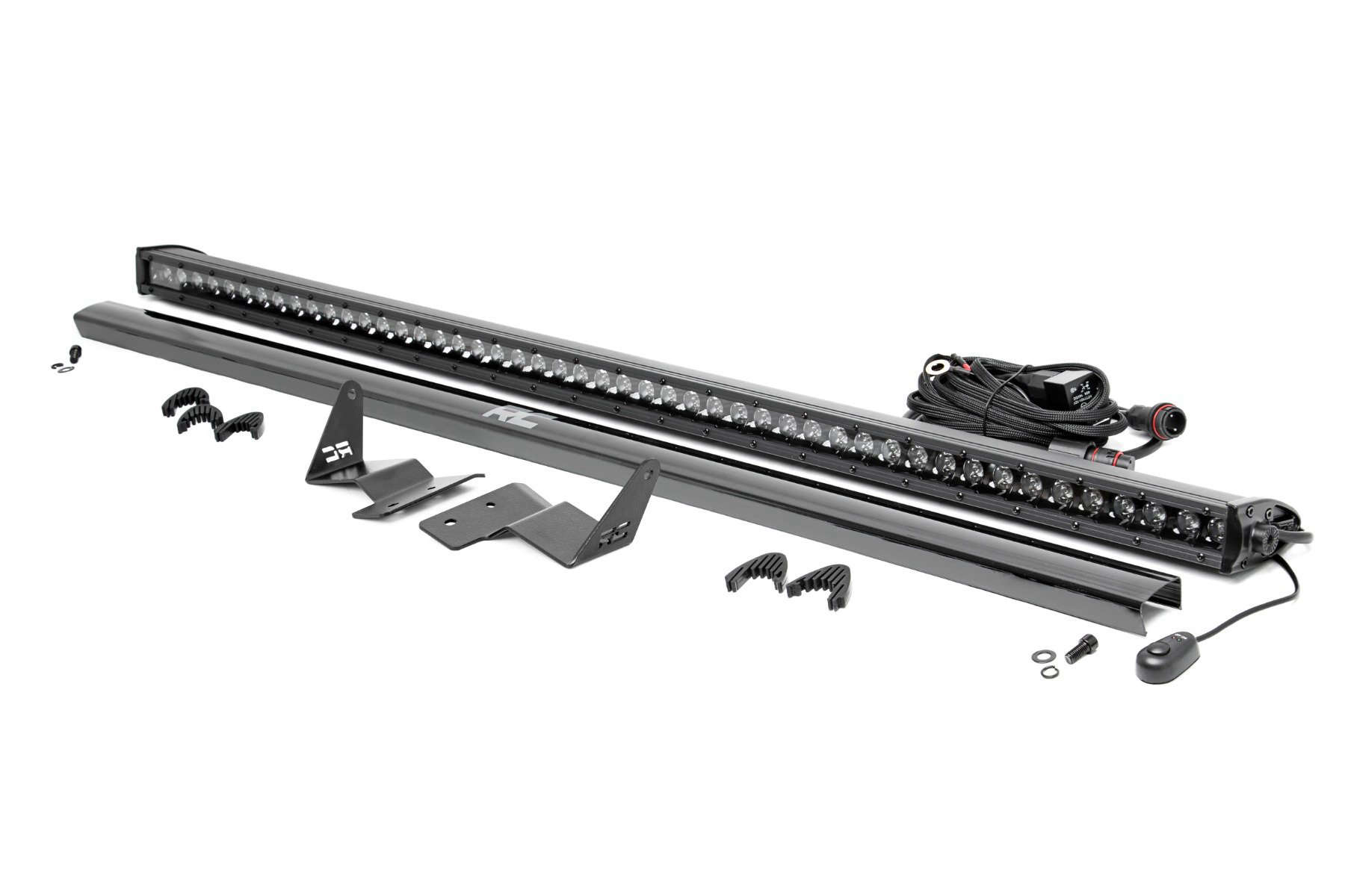 Rough Country LED Light | Upper Windshield | 50" Black Single Row | 21-23 Ford Bronco