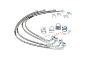 Rough Country Brake Lines | Stainless | Front and Rear | 4-6 Inch Lift | 07-18 Jeep Wrangler JK
