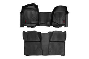 Rough Country Floor Mats | Front and Rear | OV Hump | Crew | 07-14 Chevy/GMC Silverado/Sierra 1500/2500 HD
