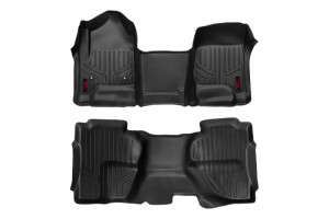 Rough Country Floor Mats | Front and Rear | OV Hump | Ext Cab | 14-19 Chevy/GMC Silverado/Sierra 1500/2500HD/3500HD 