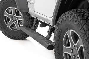 Rough Country Power Running Boards | LED Lights (18-24 Jeep Wrangler JL | 4WD | 2 Door)