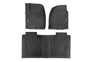 Rough Country Flex-Fit Floor Mats | FR & RR | FR Bucket | Crew (19-24 Chevy Silverado/GMC Sierra 1500/2500/3500HD)