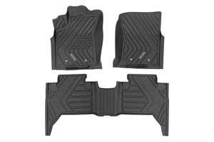 Rough Country Flex-Fit Floor Mats | Front and Rear (16-23 Toyota Tacoma | Double Cab)