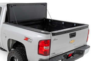 Rough Country Hard Tri-Fold Flip Up Bed Cover | Rail Caps (07-13 Chevy Silverado/GMC Sierra 1500 | 5'9" Bed)