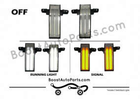 Boost Auto Tow Mirror Marker Lights | Clear Lens Sequential Switchback (15-19 Chevrolet Silverado/GMC Sierra 2500/3500)