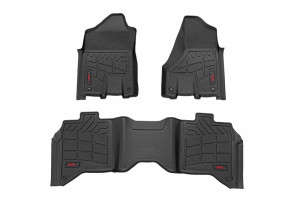 Rough Country Sure-Fit Floor Mats | Front & Rear | Front Row Style W/ Bucket Seats (19-24 Ram 2500/3500 | Crew Cab)