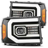 AlphaRex PRO-Series Halogen Projector Headlights | Jet Black (07-13 GMC Sierra 1500/07-14 2500/3500HD)