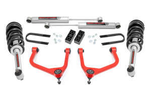 Rough Country 3.5 Inch Lift Kit | N3 Struts | Rear Mono Leaf | Red (2025 Chevy Silverado 1500)