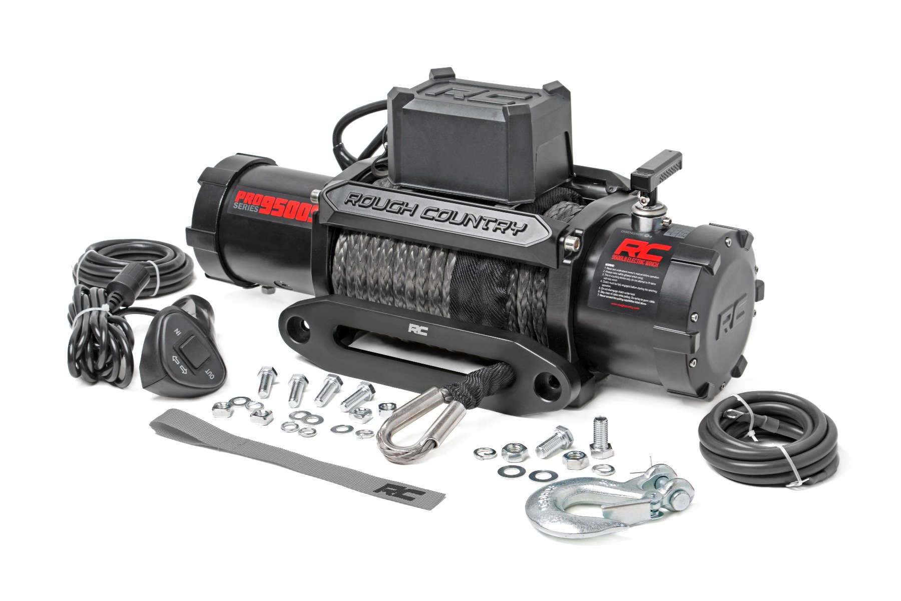 Rough Country PRO9500S-RC 9500LB Pro Series Winch | Synthetic Rope ...