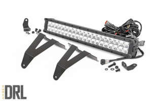 Rough Country Chrome Series LED Bumper Kit | 20" | Dual Row | Amber DRL (19-23 Ram 1500)