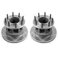 PowerStop Front Evolution Drilled, Slotted & Zinc Plated Rotors (07-12 Ford F-350 Super Duty | DRW Only | 8 Lug)