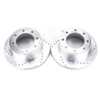 PowerStop Rear Evolution Drilled, Slotted & Zinc Plated Rotors | SRW Only | 8 Lug