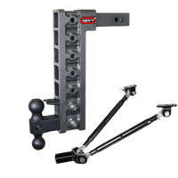 Gen-Y MEGA-DUTY 10K Drop Hitch - 2" Shank (15" Drop | 7 Adjustable Positions | Versa-Ball Mount & Pintle Lock)