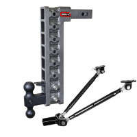 Gen-Y MEGA-DUTY 10K Drop Hitch - 2" Shank (17.5" Drop | 8 Adjustable Positions | Versa-Ball Mount & Pintle Lock w/ Stabilizer Kit)
