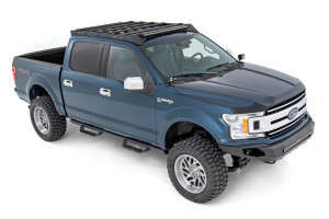 Rough Country Roof Rack | FR & RR 40 Inch Single Row BLK LEDs | (15-18 Ford F-150)