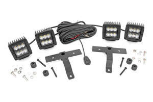 Rough Country Jeep Quad LED Light Pod Kit - Black Series (18-24 Jeep Wrangler JL/20-23 Gladiator JT)