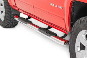 Rough Country Oval Steps | Stainless | Crew Cab | DEF Tank | (07-19 Chevy/GMC 1500/2500HD/3500HD)