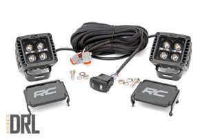 Rough Country Black Series LED Light Pair | 2 Inch | Amber DRL