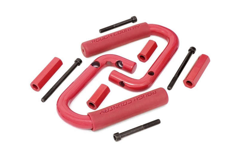 Rough Country Grab Handles | Steel | Front | Red | 07-18 Jeep Wrangler JK