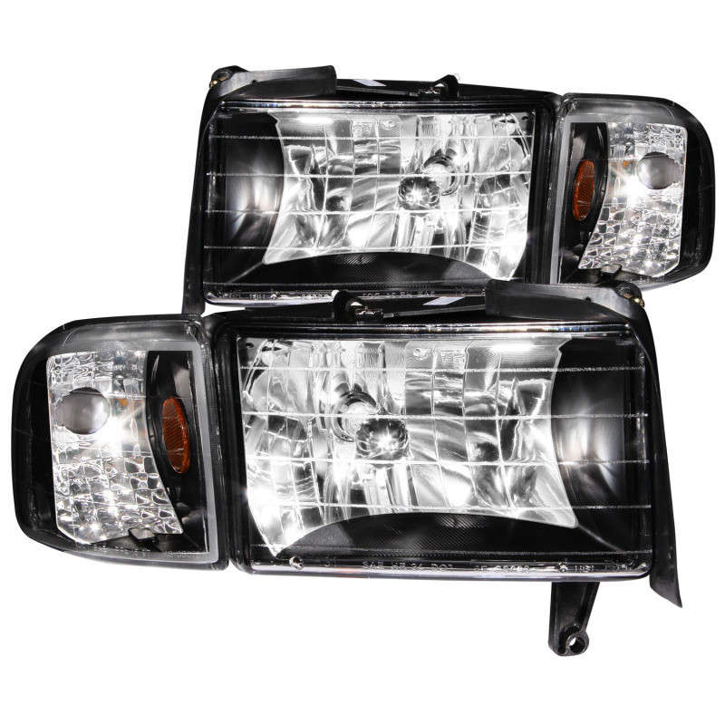 Anzo 111067ANZO Crystal Headlights w/Corner Light Clear/Black 94