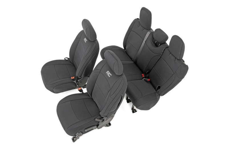 Rough Country Seat Covers | Front and Rear w/ Armrest (18-24 Jeep Wrangler JL | 4WD | 4 Door)