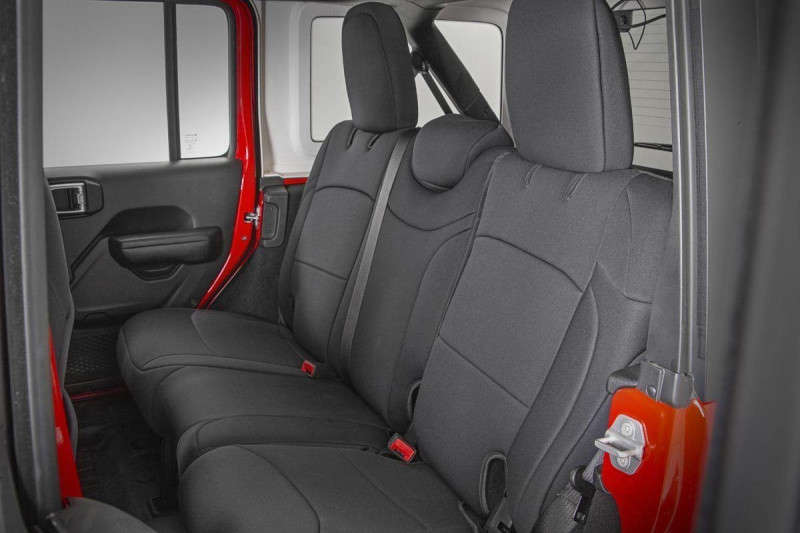 Rough Country Seat Covers | Front and Rear w/ Armrest (18-24 Jeep Wrangler JL | 4WD | 4 Door)