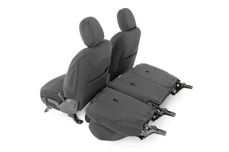 Rough Country Seat Covers | Front and Rear w/ Armrest (18-24 Jeep Wrangler JL | 4WD | 4 Door)