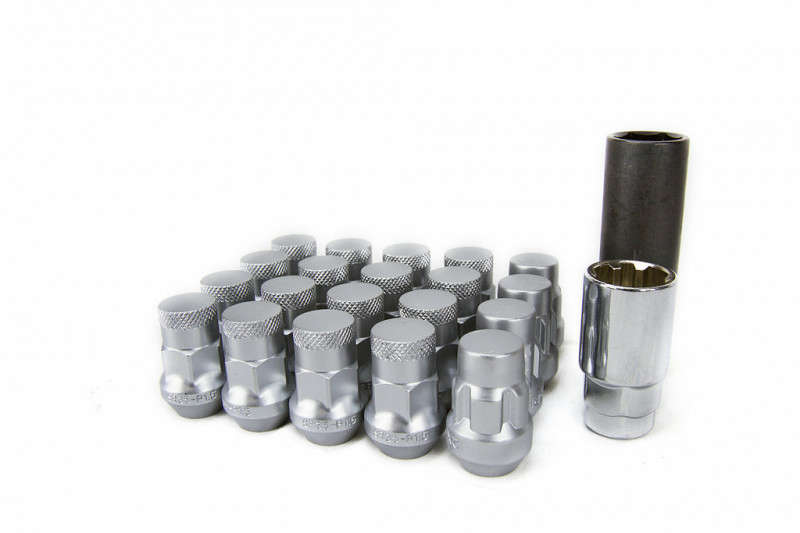 Muteki SR35 Close End Lug Nuts w/ Lock Set - Satin Silver 12x1.25 35mm