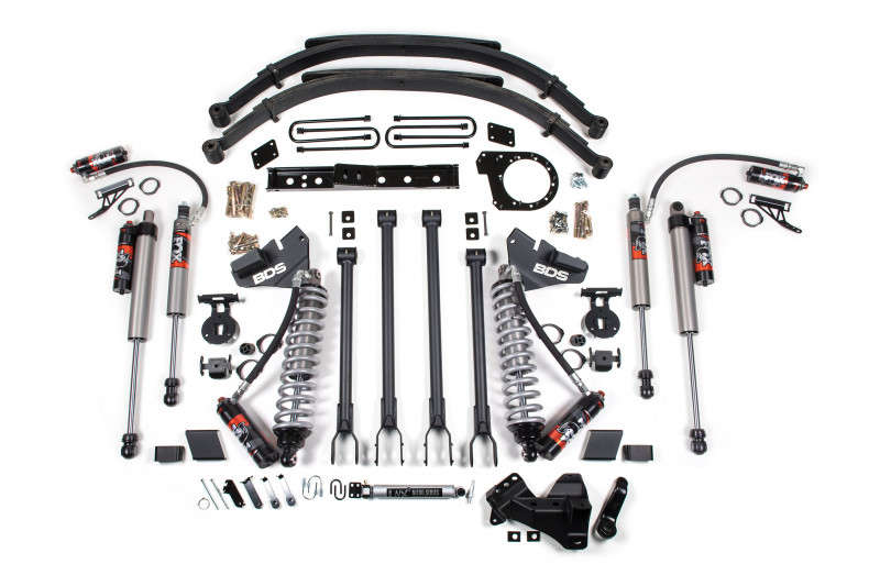 BDS Suspension 7" Lift Kit W/ 4-Link | Fox 2.5 Performance Elite Coilover Conversion | Leaf Springs (20-22 Ford F-250/F-350 Super Duty | 4WD | Diesel)