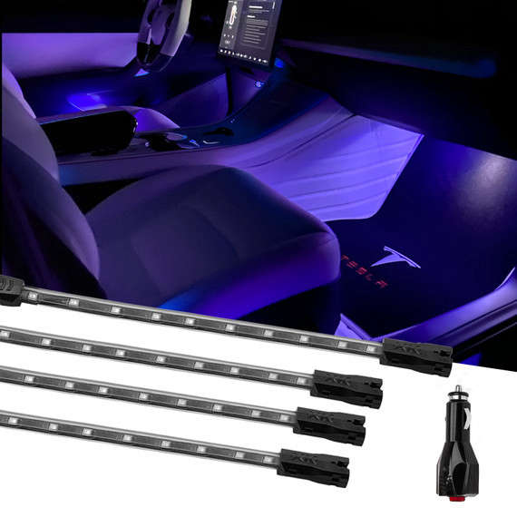 XKGlow Car Interior LED Accent Light Kit | 4 Strip Single Color | Light Blue