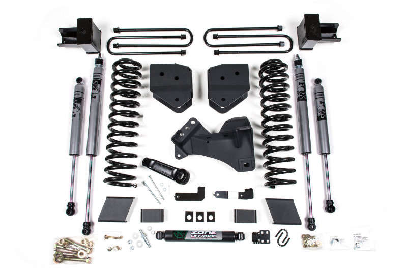 Zone 4" Lift Kit | 2 Leaf Spring Pack & Single Steering Stabilizer | Fox 2.0 Adventure Series Shocks (17-19 Ford F-250/F-350 Super Duty | 4WD | Diesel)