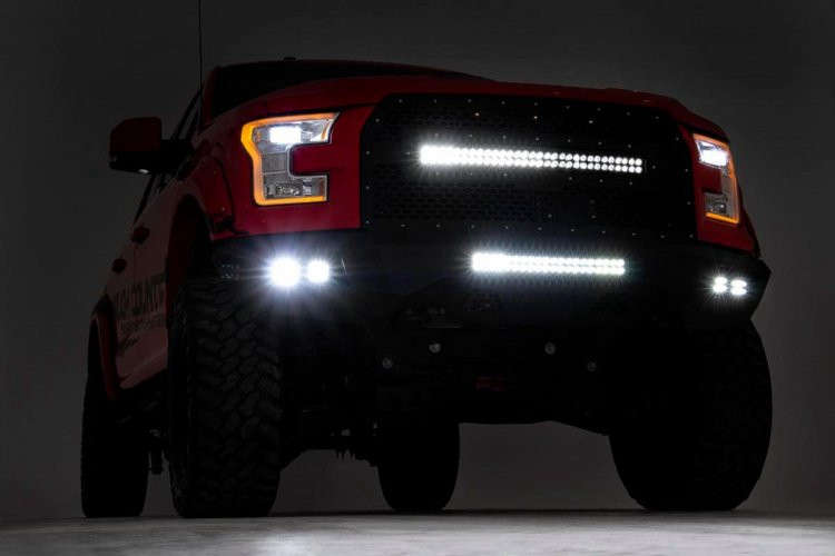 Rough Country Front Bumper | LED Light Bar | LED Cubes (15-17 Ford F-150)