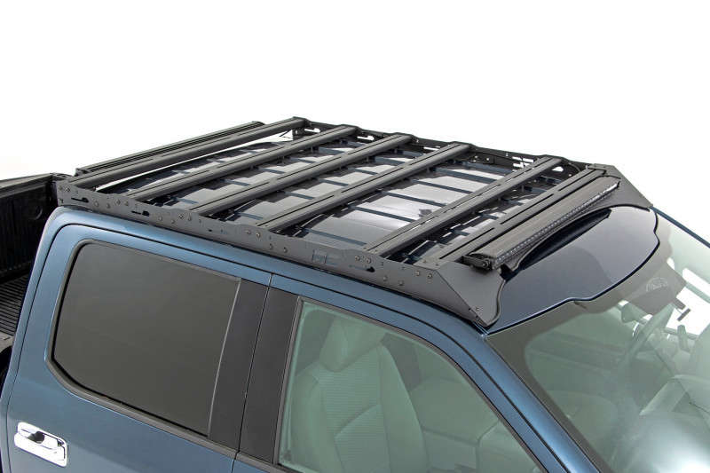 Rough Country Roof Rack | FR & RR 40 Inch Single Row BLK LEDs | (15-18 Ford F-150)