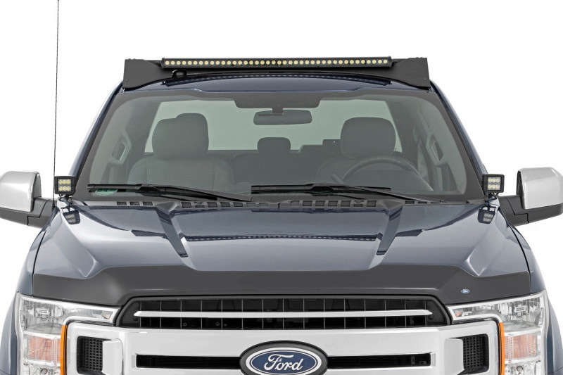 Rough Country Roof Rack | FR & RR 40 Inch Single Row BLK LEDs | (15-18 Ford F-150)