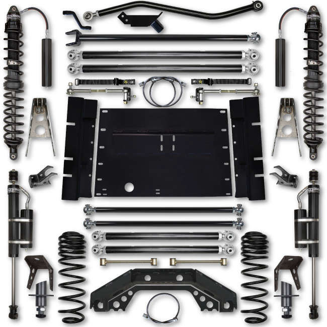 Rock Krawler LJ 4.5 Inch X Factor 4 Inch Stretch Stg 2 Lift Kit w/ Remote Reservoir Coilover Shocks Rock Krawler LJ 4.5 Inch X Factor 4 Inch Stretch Stg 2 Lift Kit w/ Remote Reservoir Coilover Shocks