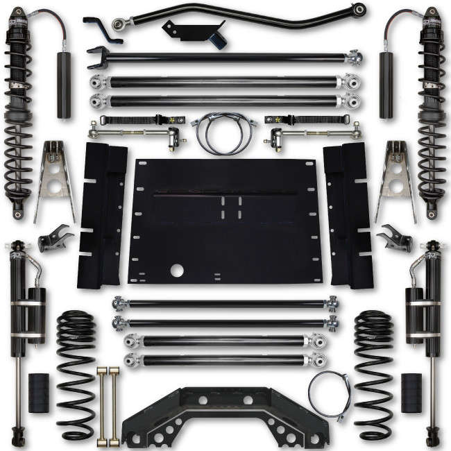 Rock Krawler TJ 4.5 Inch X Factor Long Arm Stg 2 Lift Kit w/ Remote Reservoir Coilover Shocks Rock Krawler TJ 4.5 Inch X Factor Long Arm Stg 2 Lift Kit w/ Remote Reservoir Coilover Shocks