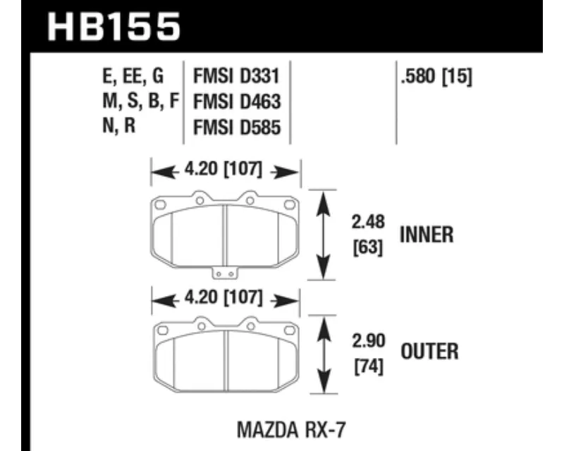 Hawk Performance HPS Mazda RX-7 Front 1.3L 2-Cyl