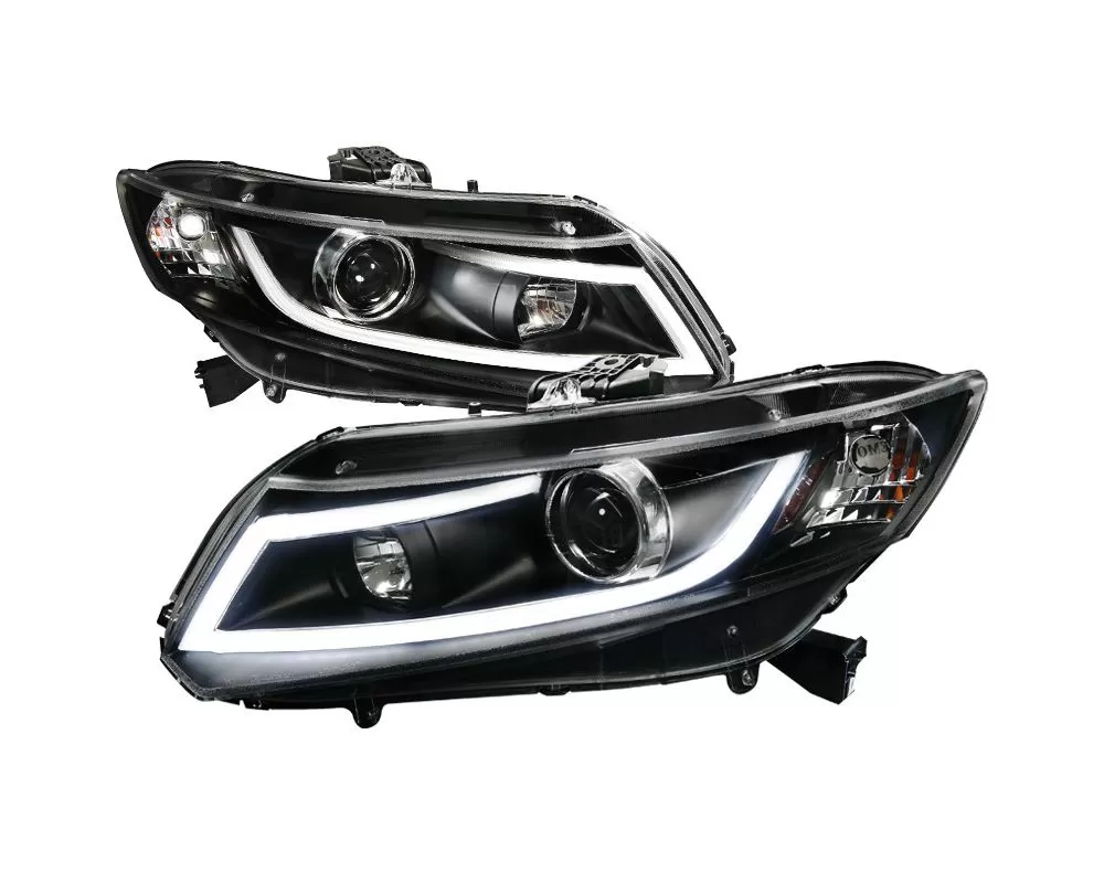 Spec-D LED Bar Projector Headlights (Matte Black Housing/Clear Lens (12-15 Honda Civic | FWD)