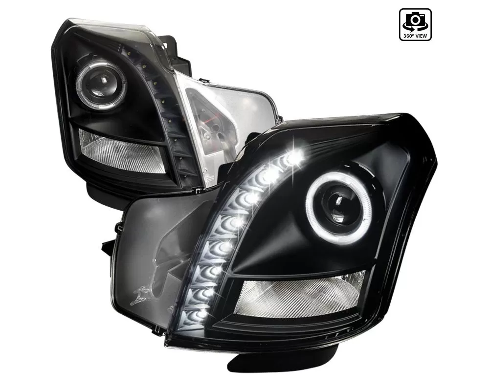 Spec-D Halo Projector Headlights (Matte Black Housing/Clear Lens (03-07 Cadillac CTS | RWD)