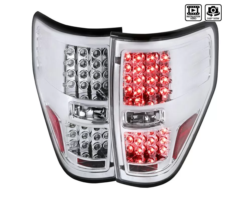 Spec-D LED Taillights (Chrome Housing/Clear Lens (09-14 Ford F-150 | 4WD/RWD)