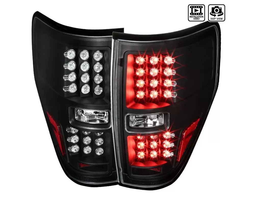 Spec-D LED Taillights (Matte Black Housing/Clear Lens (09-14 Ford F-150 | 4WD/RWD)