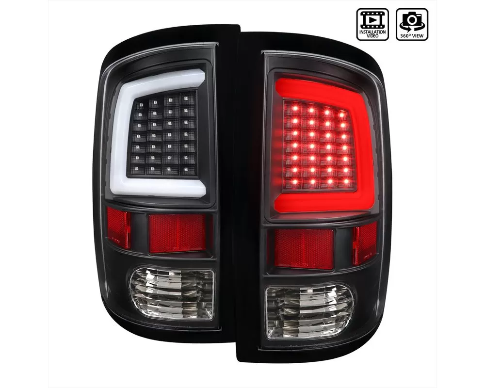 Spec-D White Bar LED Taillights (Matte Black Housing/Clear Lens (09-18 Dodge Ram 1500/Ram 2500/Ram 3500 / Ram 1500/2500/3500 | 4WD/RWD)