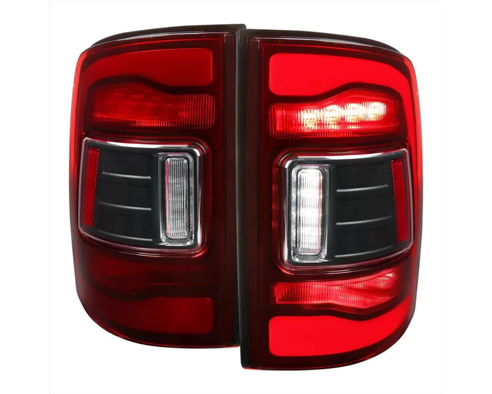 Spec-D LED Bar Taillights (Matte Black Housing/Red Clear Lens (09-18 Dodge Ram 1500/Ram 2500/Ram 3500 / Ram 1500/2500/3500 | 4WD/RWD)