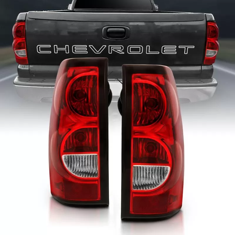 Anzo USA Tail Light Assembly Red/Clear Lens with Black Trim for Chevrolet Silverado 2003-2007