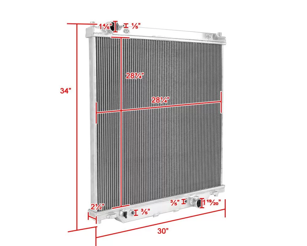 Ford Performance Radiator Spec-D Tuning RAD3-F25003-SPECD Spec-D Aluminum 2-Row Performance ...