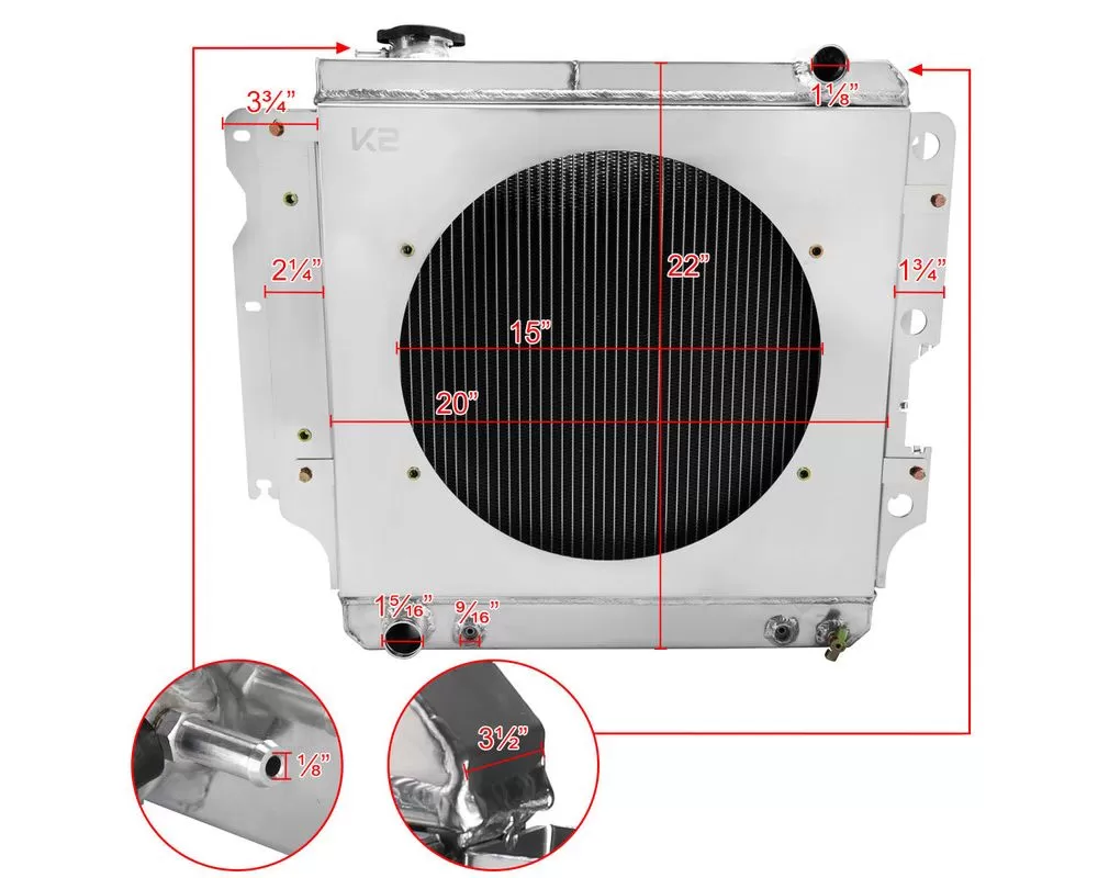 Off Road Car Rear Radiator Spec-D Tuning RAD3F-WRG87-SPECD Spec-D 3-Row Radiator w/ Fan Shroud ...