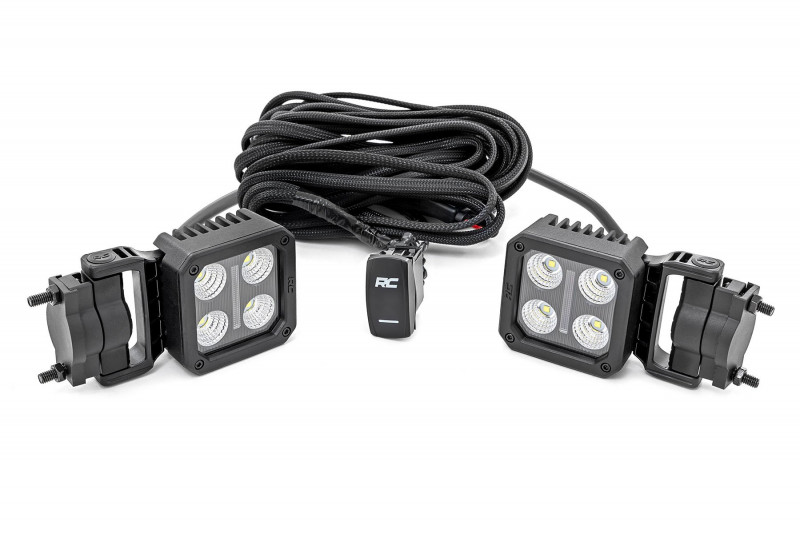Rough Country 70802RC LED Light Pair 2 Inch Square Flood Swivel