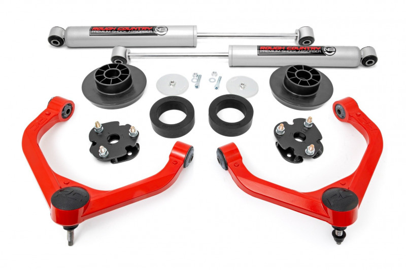 Rough Country 3" Suspension Lift Kit With Strut Spacers & N3 Rear Shocks For Ram 1500 4WD (2012-2018) - Silver Upper Control Arms