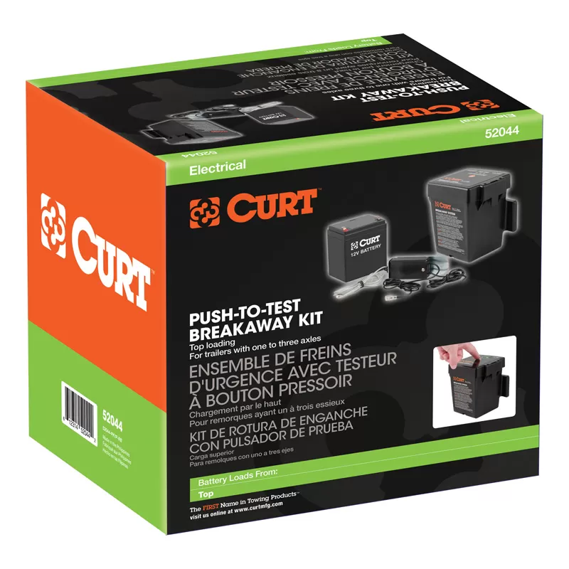 Curt 52044-CURT Push-to-Test Breakaway Kit with Top-Load Battery ...